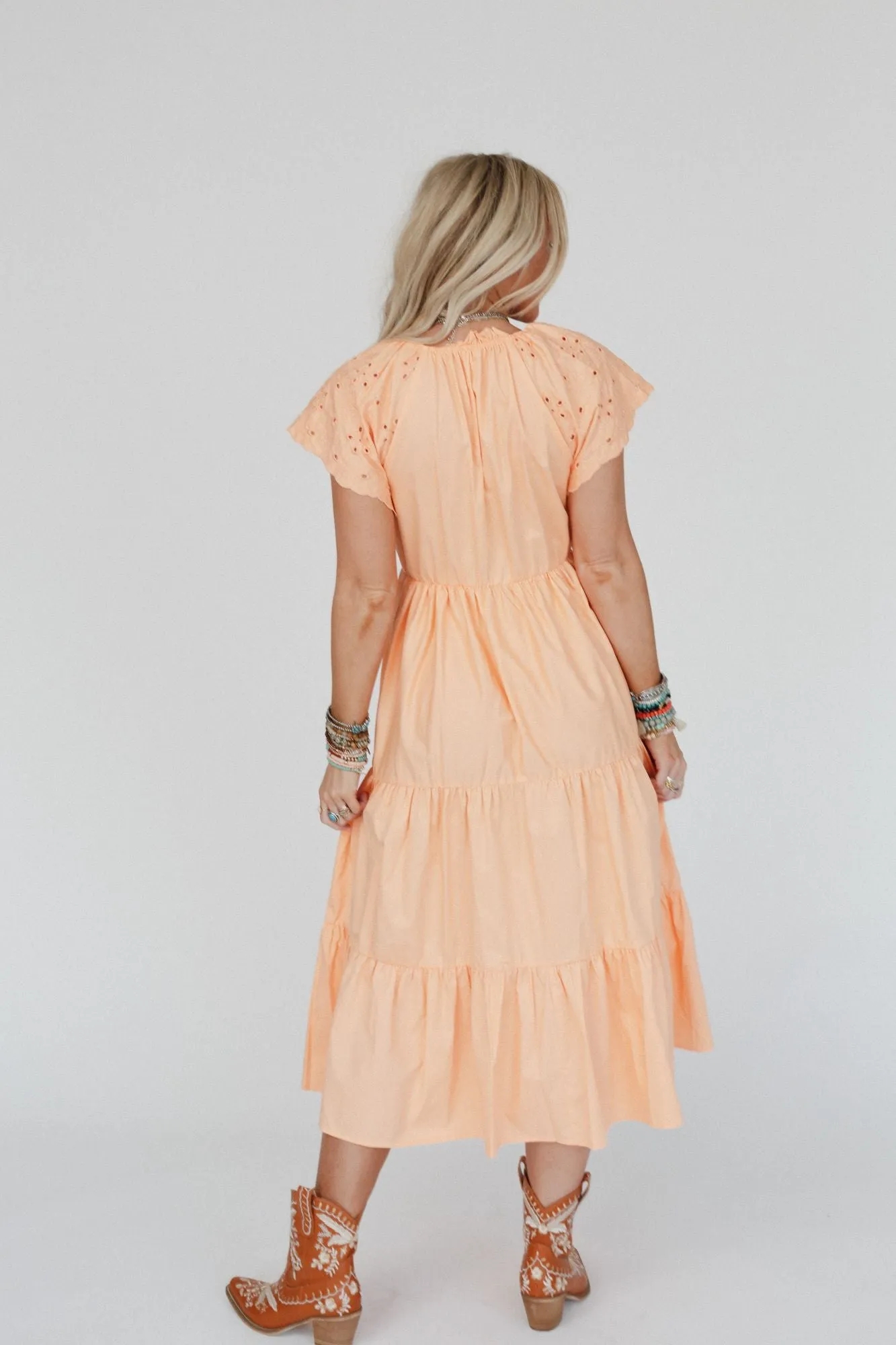 Citrus Blossom Midi Dress - Orange