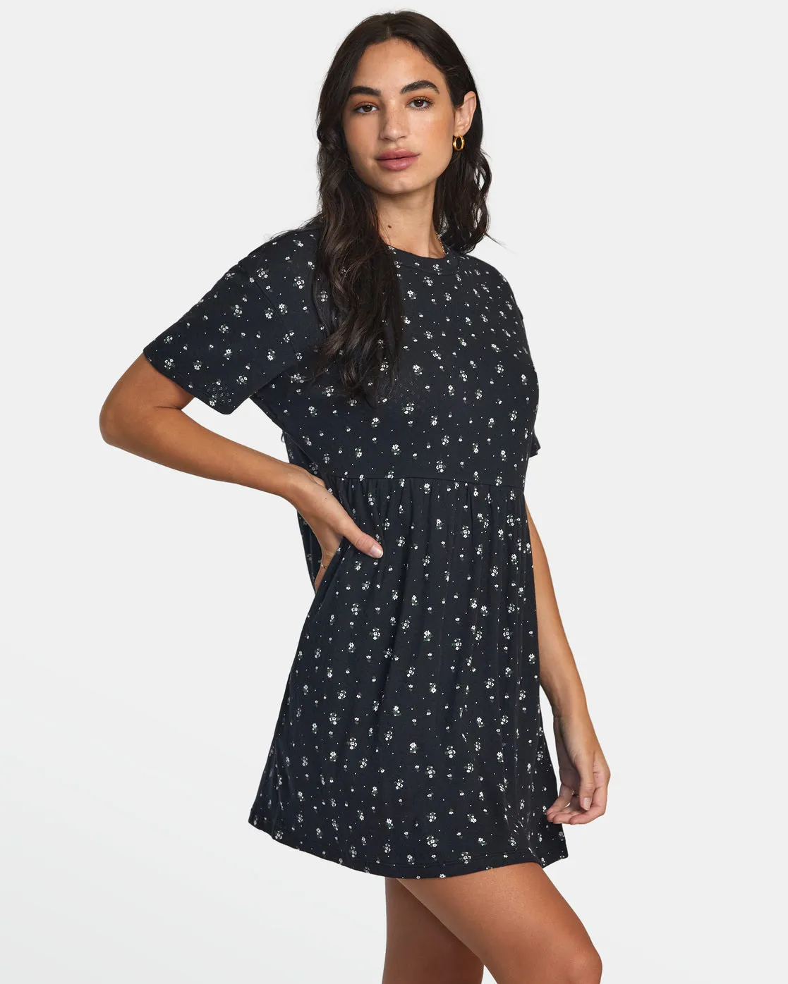 City Pointelle Short Sleeve Dress - RVCA Black