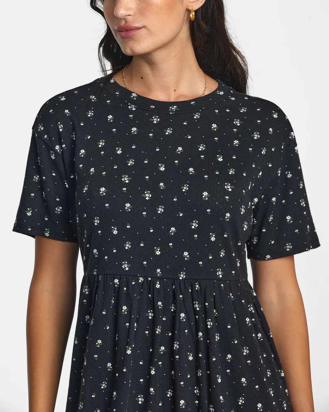 City Pointelle Short Sleeve Dress - RVCA Black