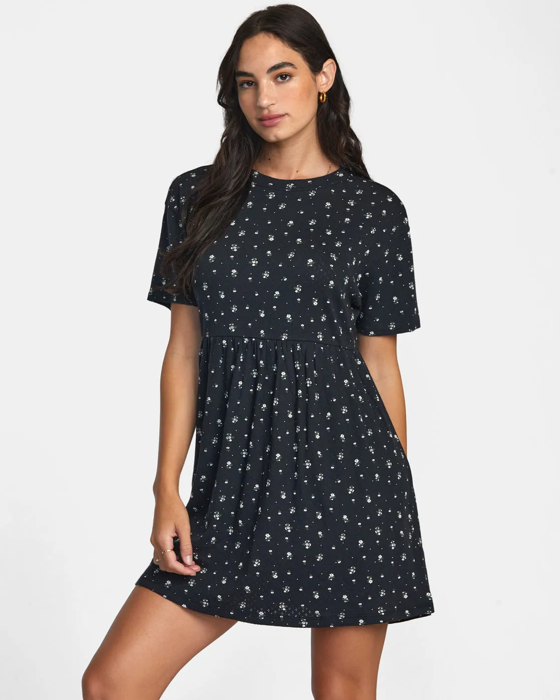 City Pointelle Short Sleeve Dress - RVCA Black