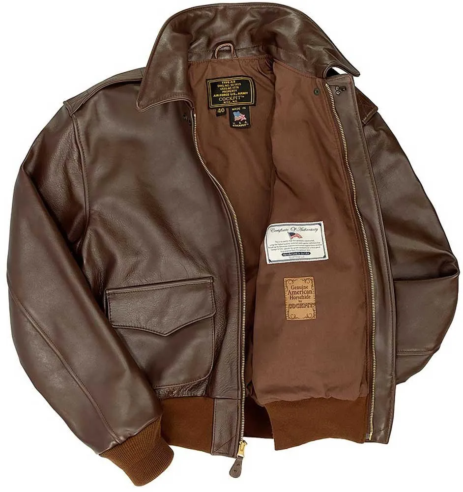 Cockpit USA Mens Horsehide A-2 Leather Flight Jacket