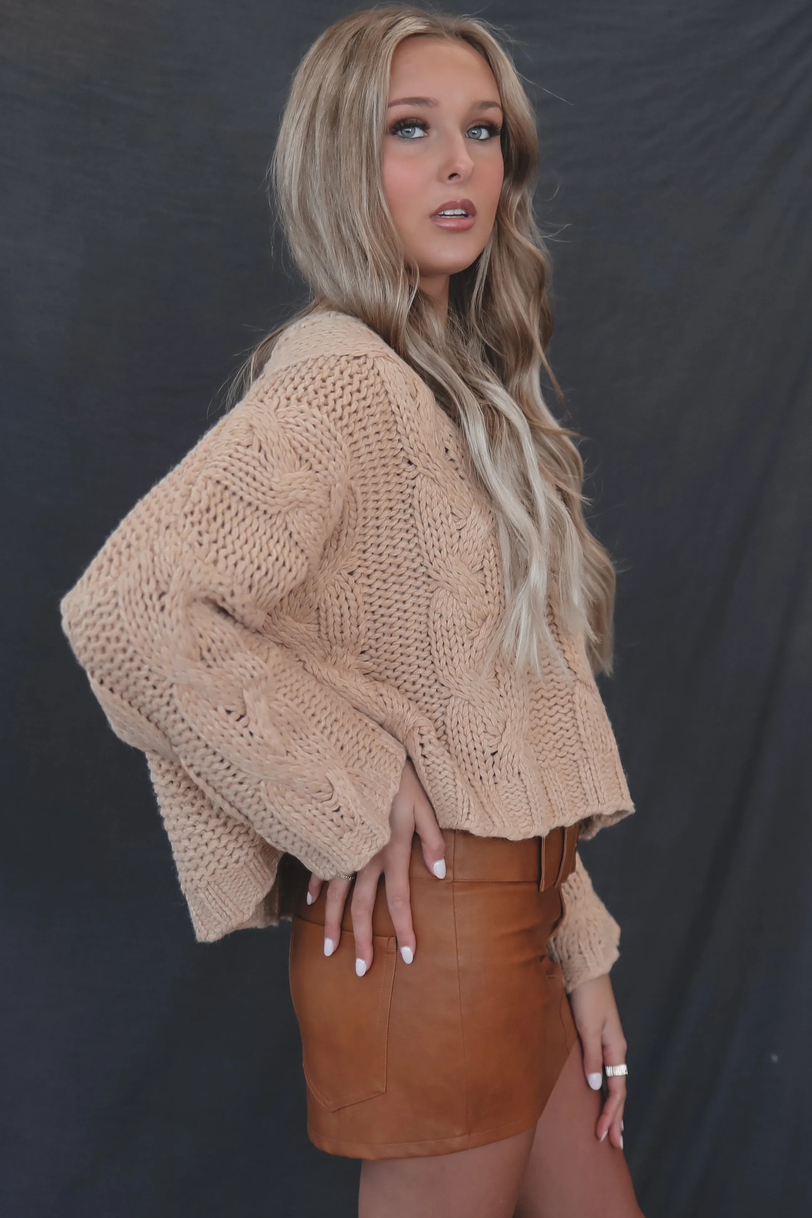 Cold On The Coast Cropped Knit Sweater