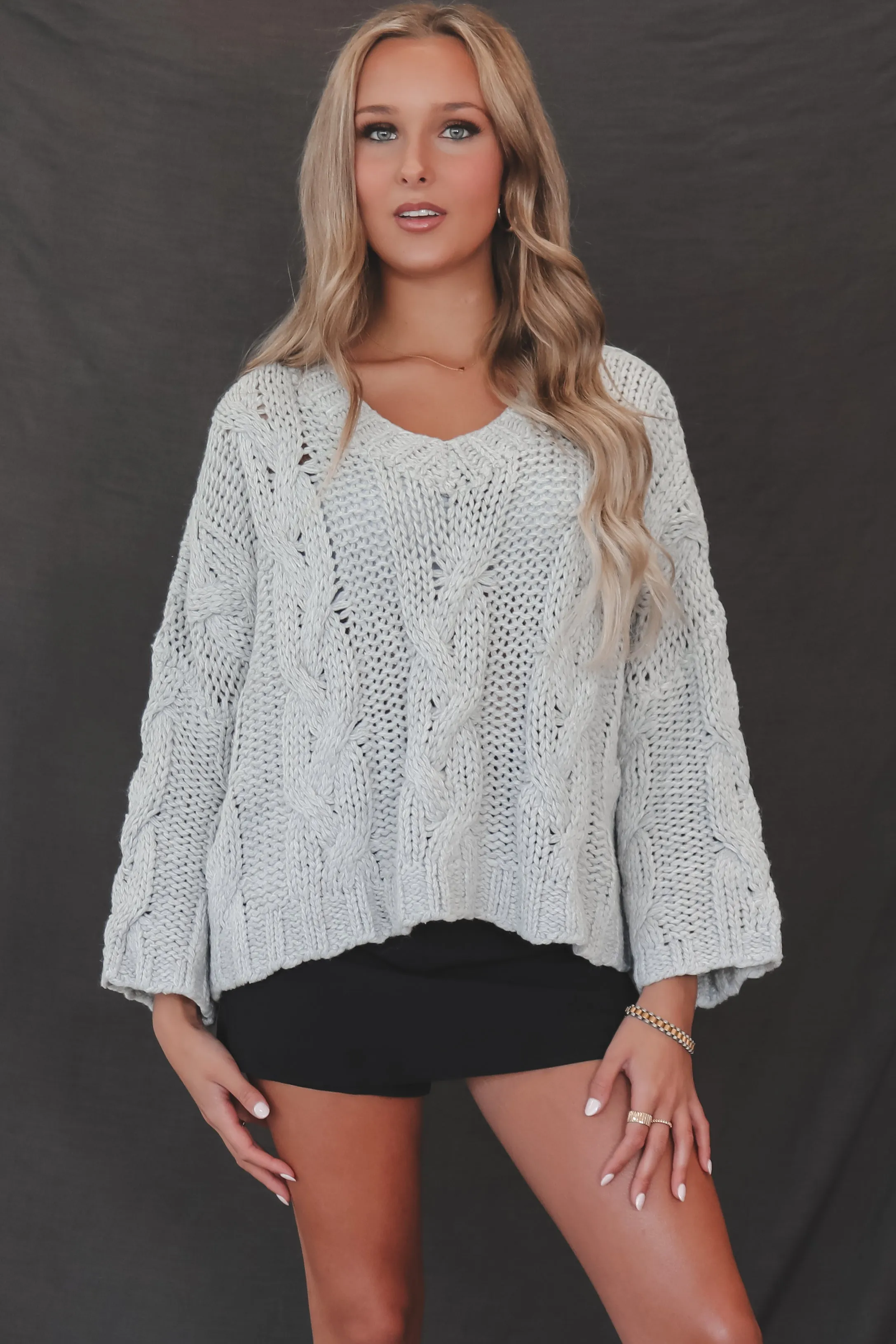 Cold On The Coast Cropped Knit Sweater