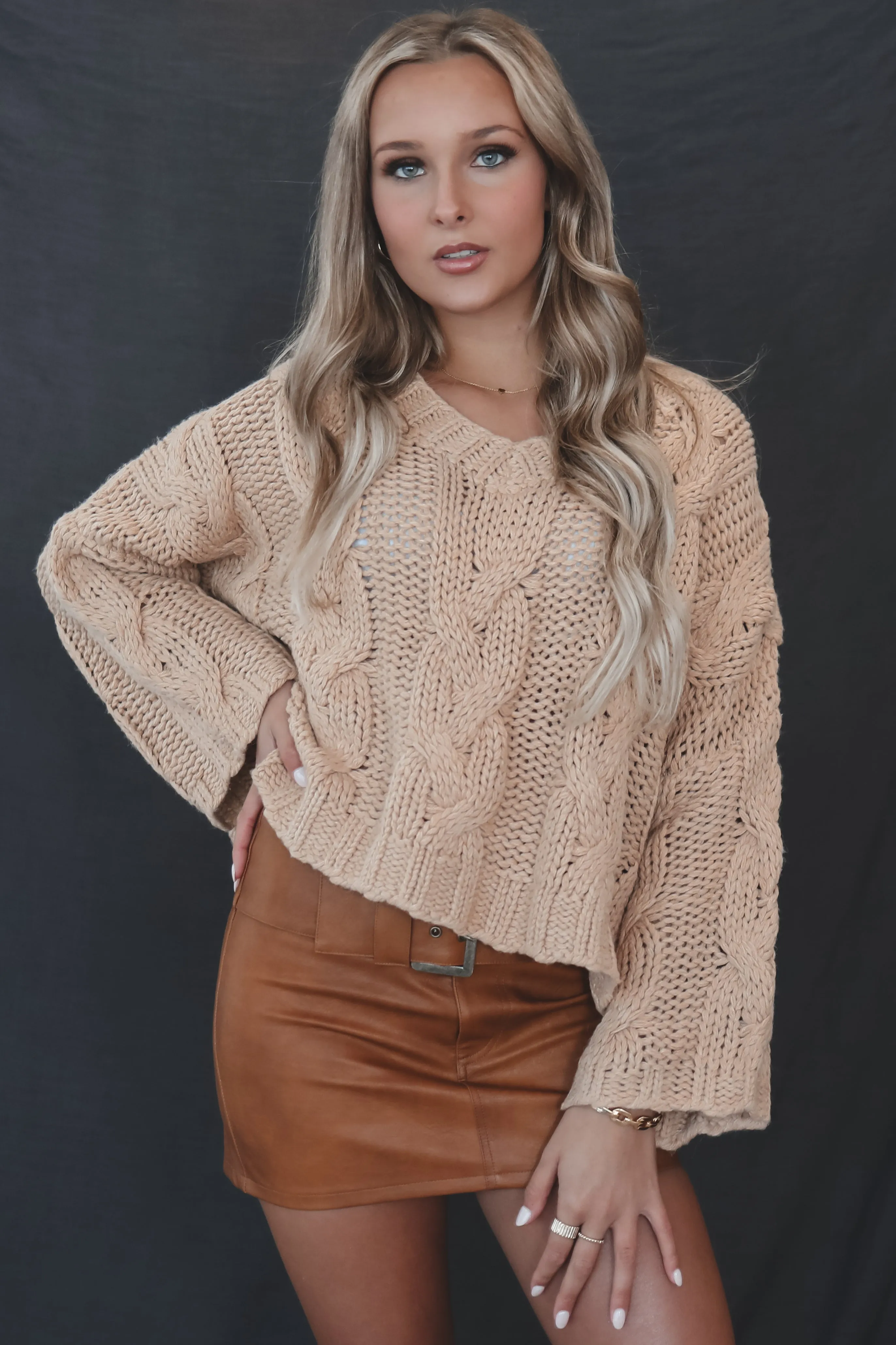 Cold On The Coast Cropped Knit Sweater