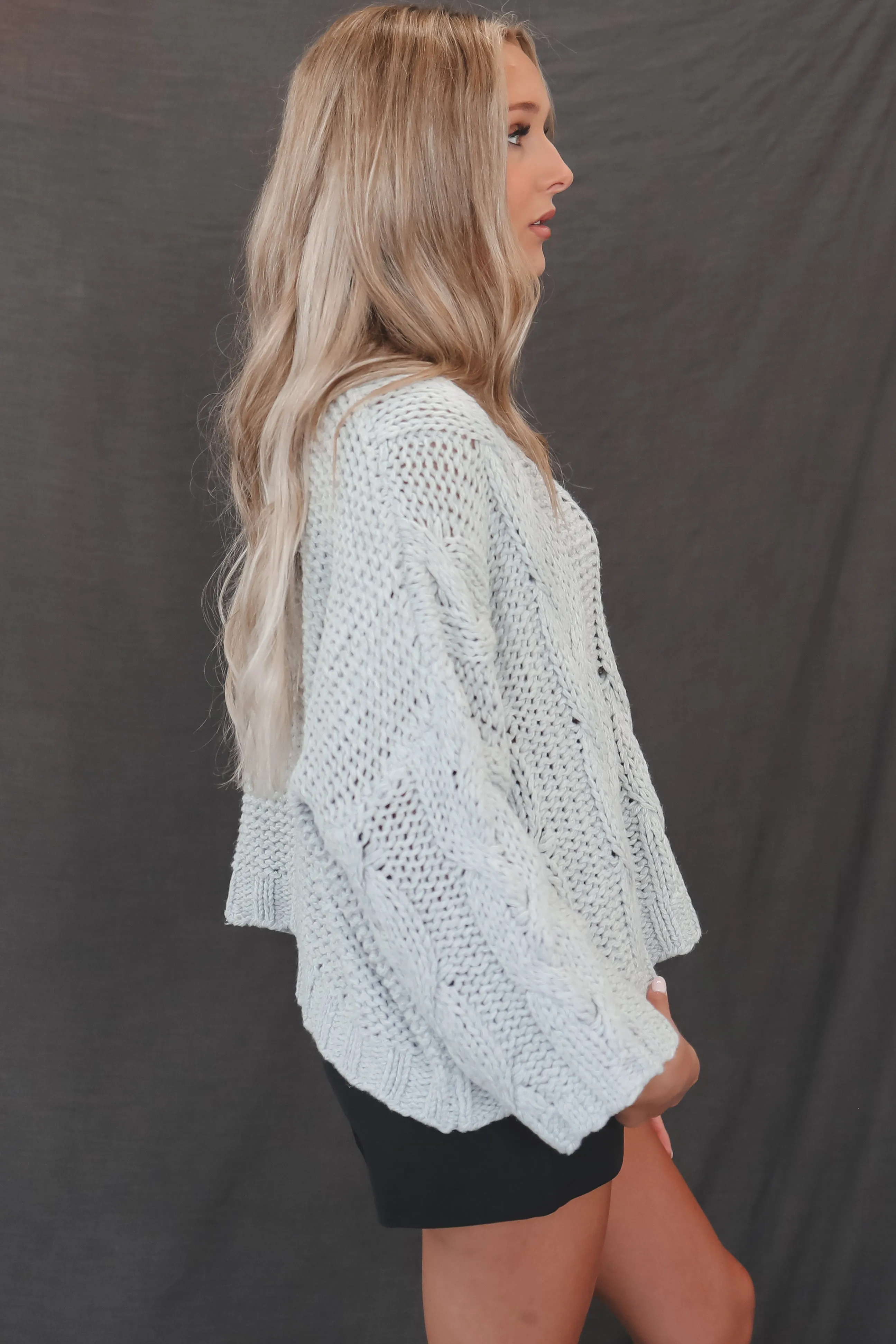 Cold On The Coast Cropped Knit Sweater