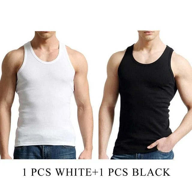 Cool 2 PCS/Lot Tank Tops - Men's  100% Cotton Solid Vest - Breathable Sleeveless Tops (TM7)