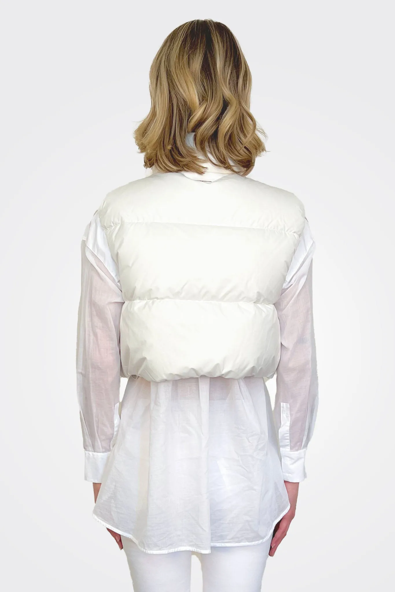 Cropped Puffer Vest - Off White