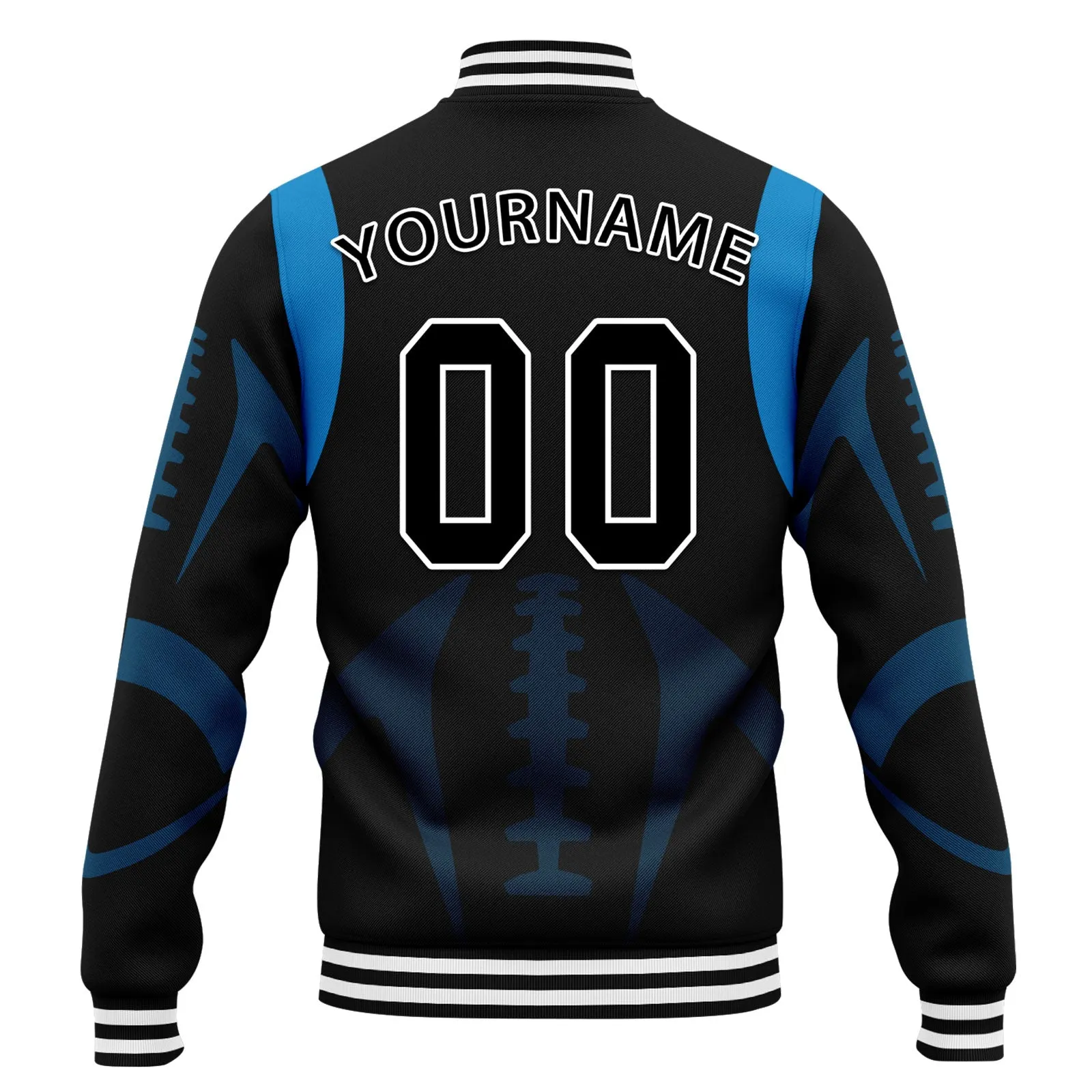 Custom Black Carolina Jacket Bomber Full-Snap Varsity Letterman Personalized Jacket FZ005-D025004-3