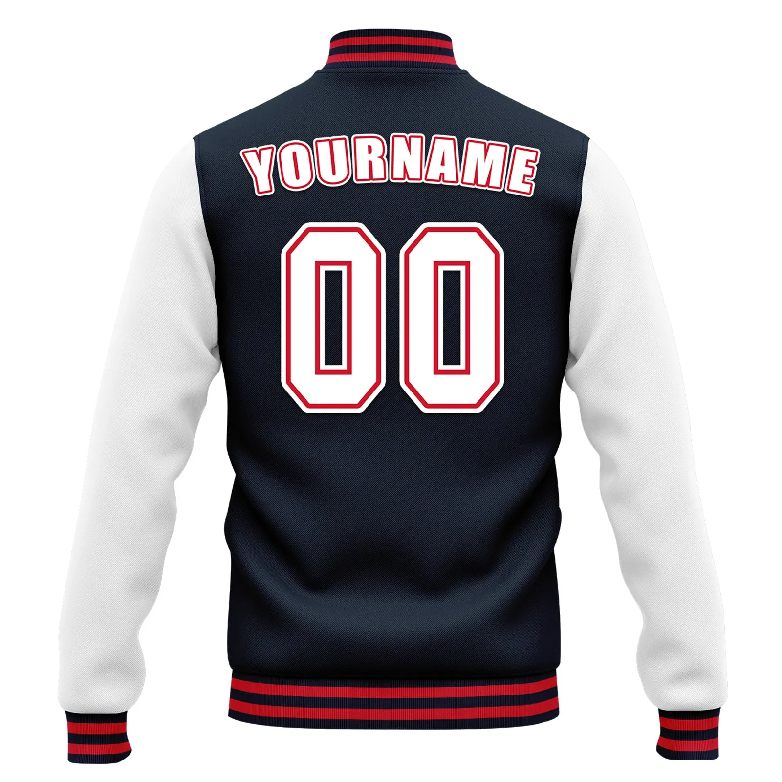 Custom Blue White Jacket Bomber Full-Snap Varsity Letterman Personalized Jacket FZ005-D020255-1