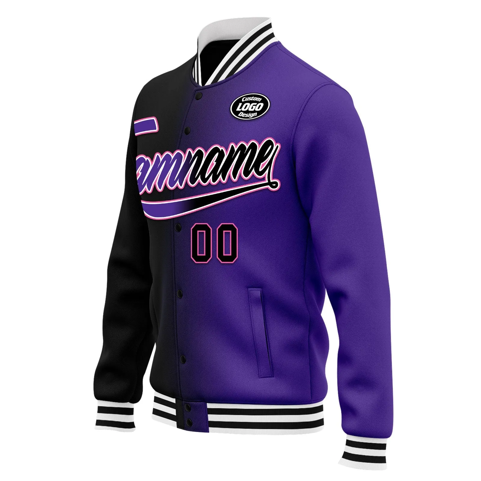 Custom Gradient Fashion Jacket Bomber Full-Snap Varsity Letterman Personalized Jacket FZ005-D028016-12