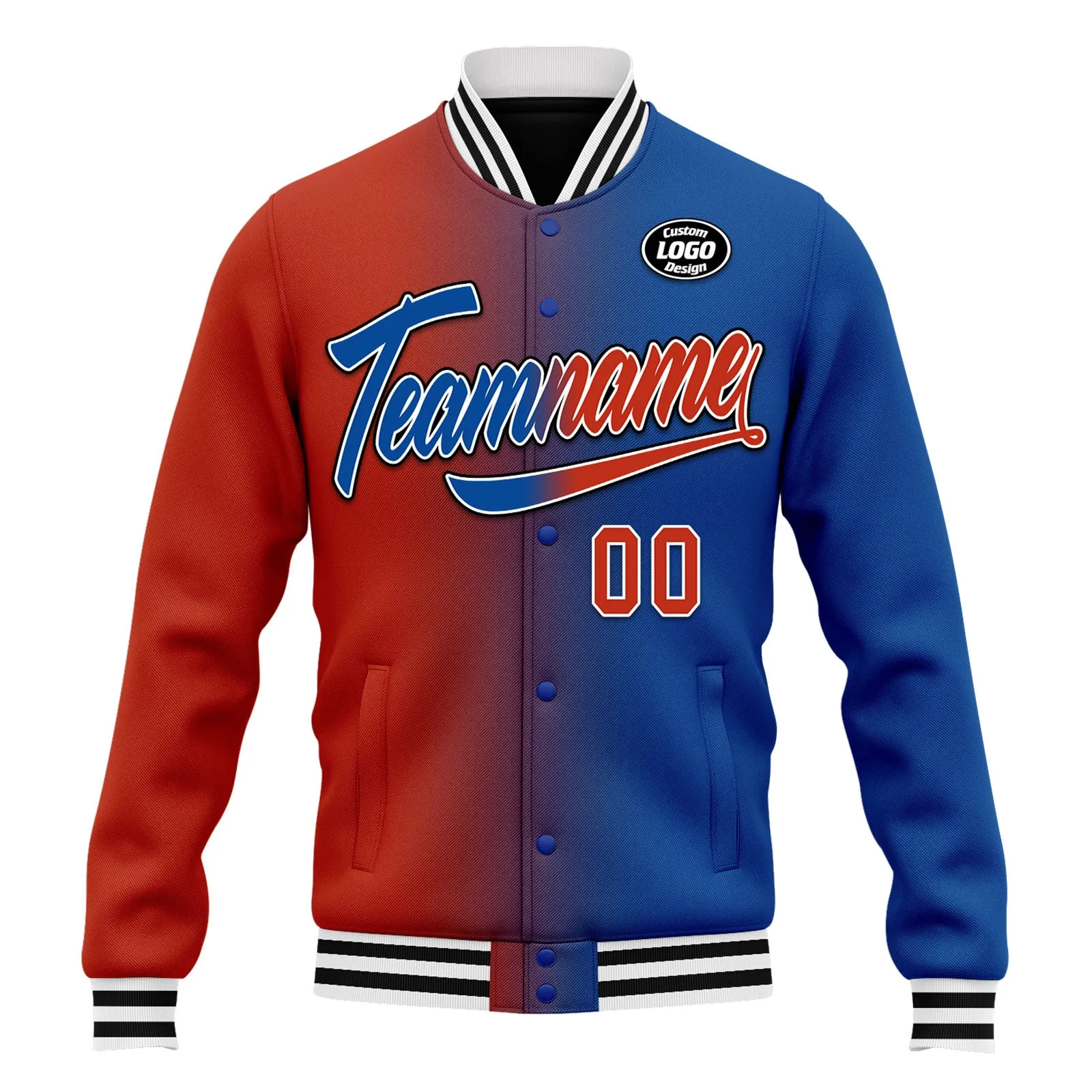 Custom Gradient Fashion Jacket Bomber Full-Snap Varsity Letterman Personalized Jacket FZ005-D028016-13