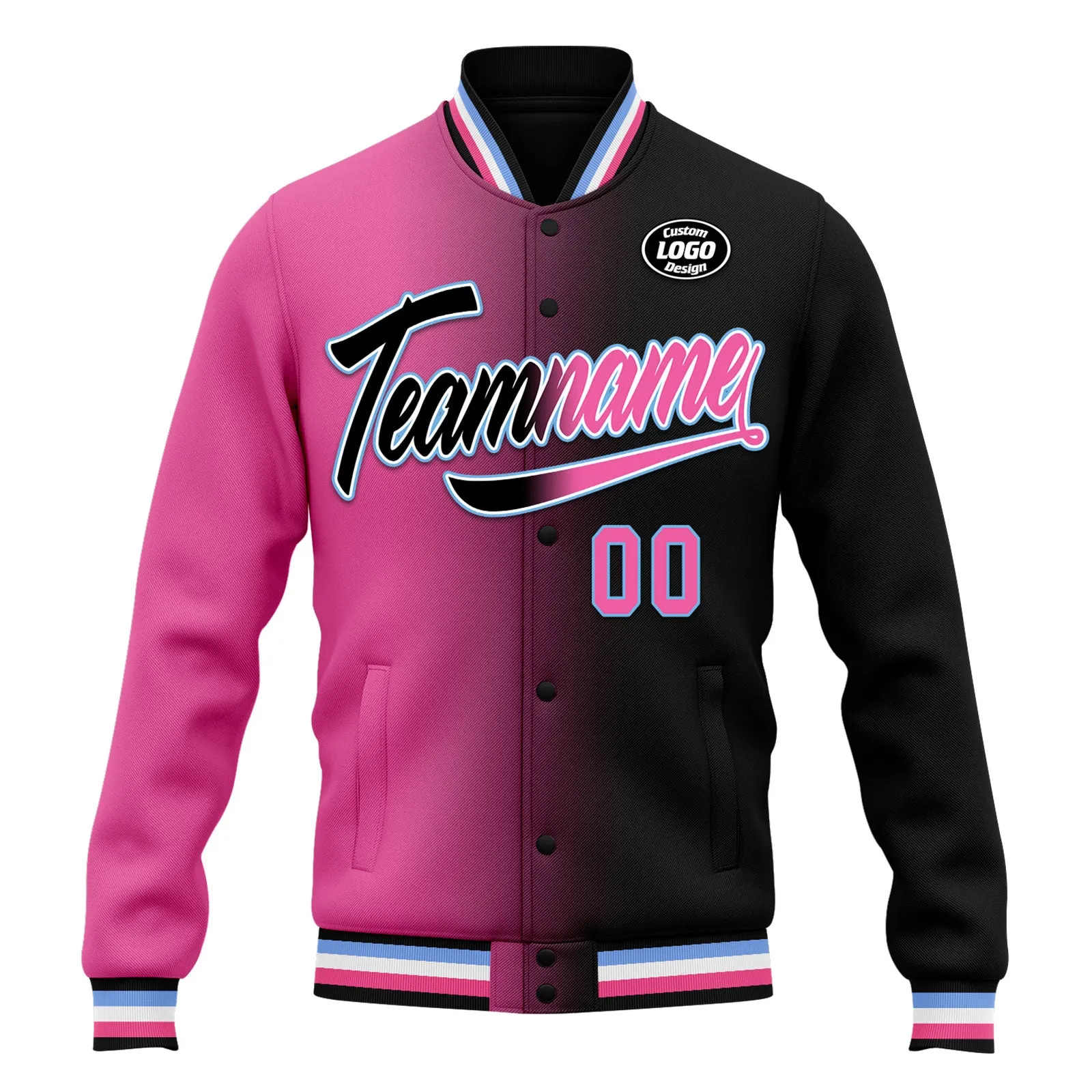 Custom Gradient Fashion Jacket Bomber Full-Snap Varsity Letterman Personalized Jacket FZ005-D028016-19