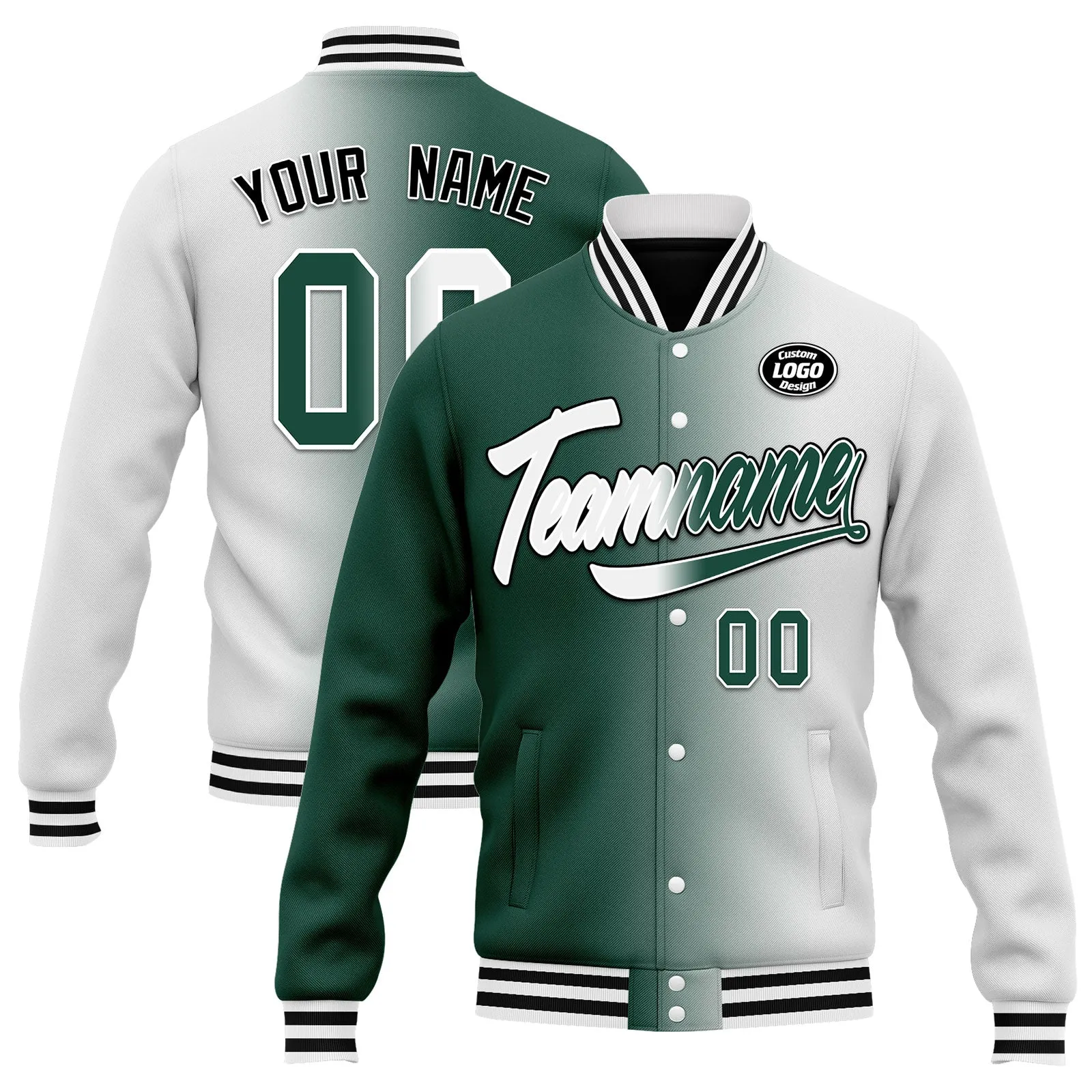 Custom Gradient Fashion Jacket Bomber Full-Snap Varsity Letterman Personalized Jacket FZ005-D028016-22