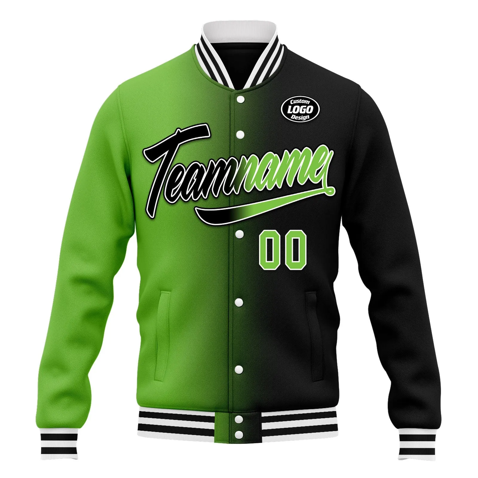 Custom Gradient Fashion Jacket Bomber Full-Snap Varsity Letterman Personalized Jacket FZ005-D028016-25