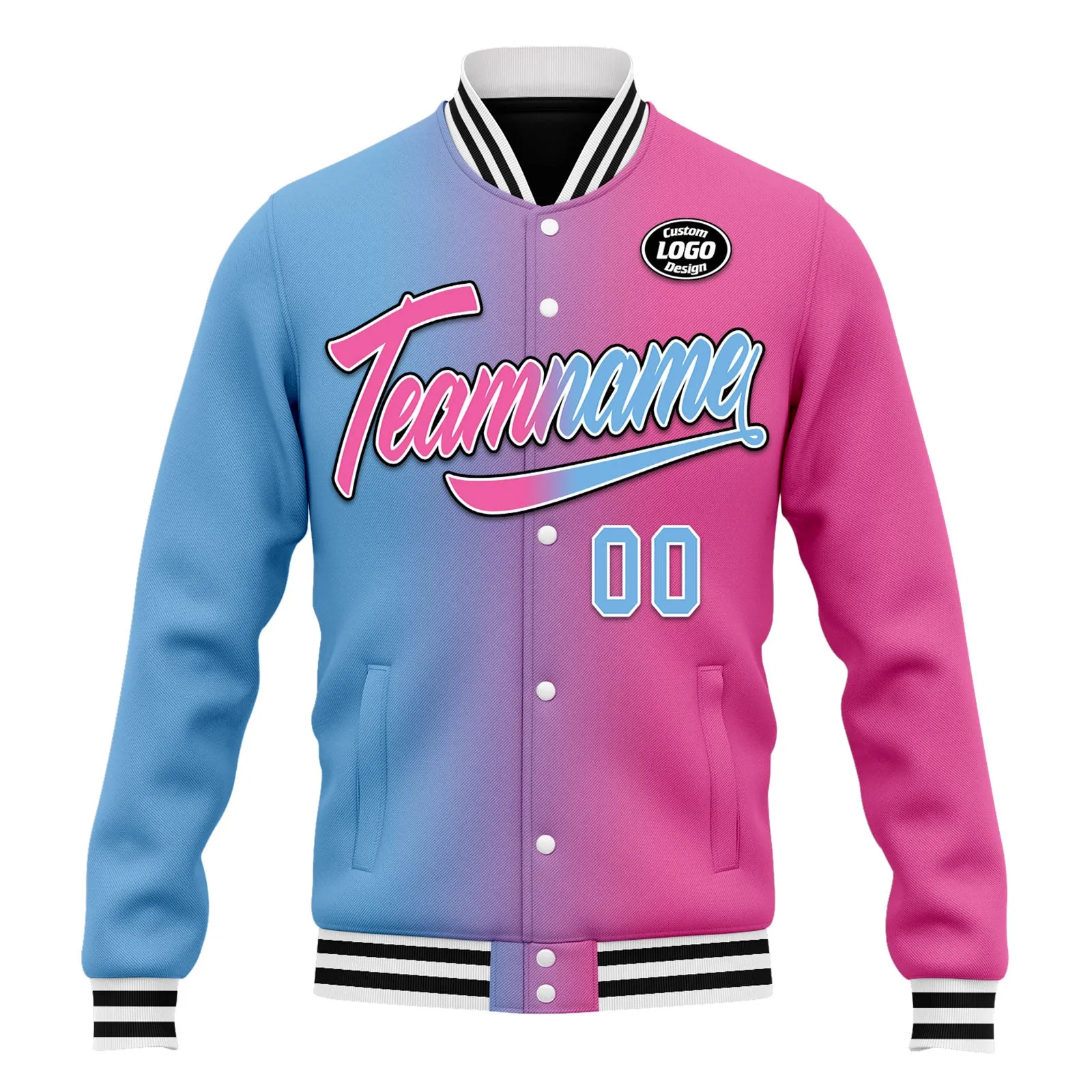 Custom Gradient Fashion Jacket Bomber Full-Snap Varsity Letterman Personalized Jacket FZ005-D028016-30