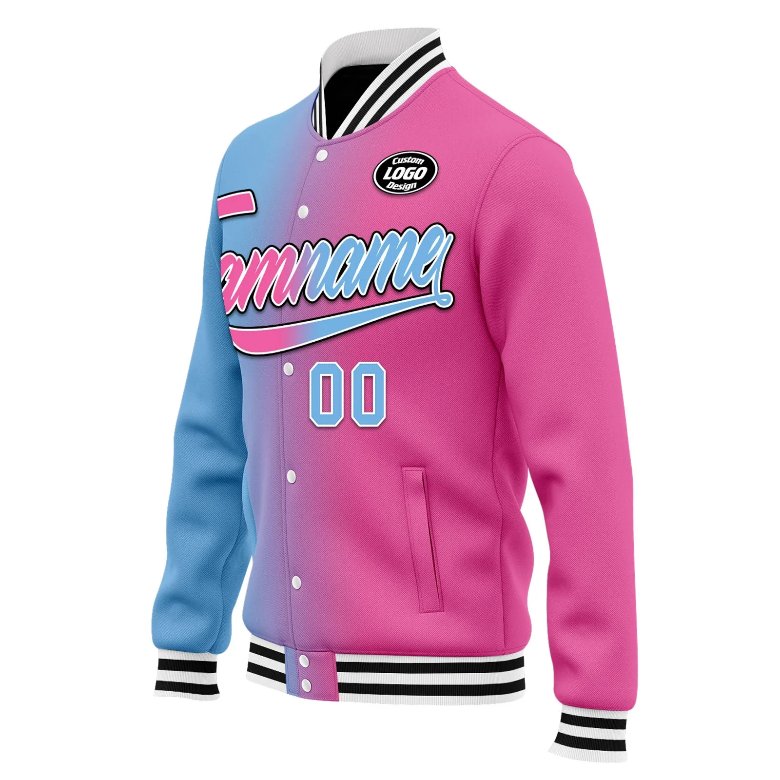 Custom Gradient Fashion Jacket Bomber Full-Snap Varsity Letterman Personalized Jacket FZ005-D028016-30