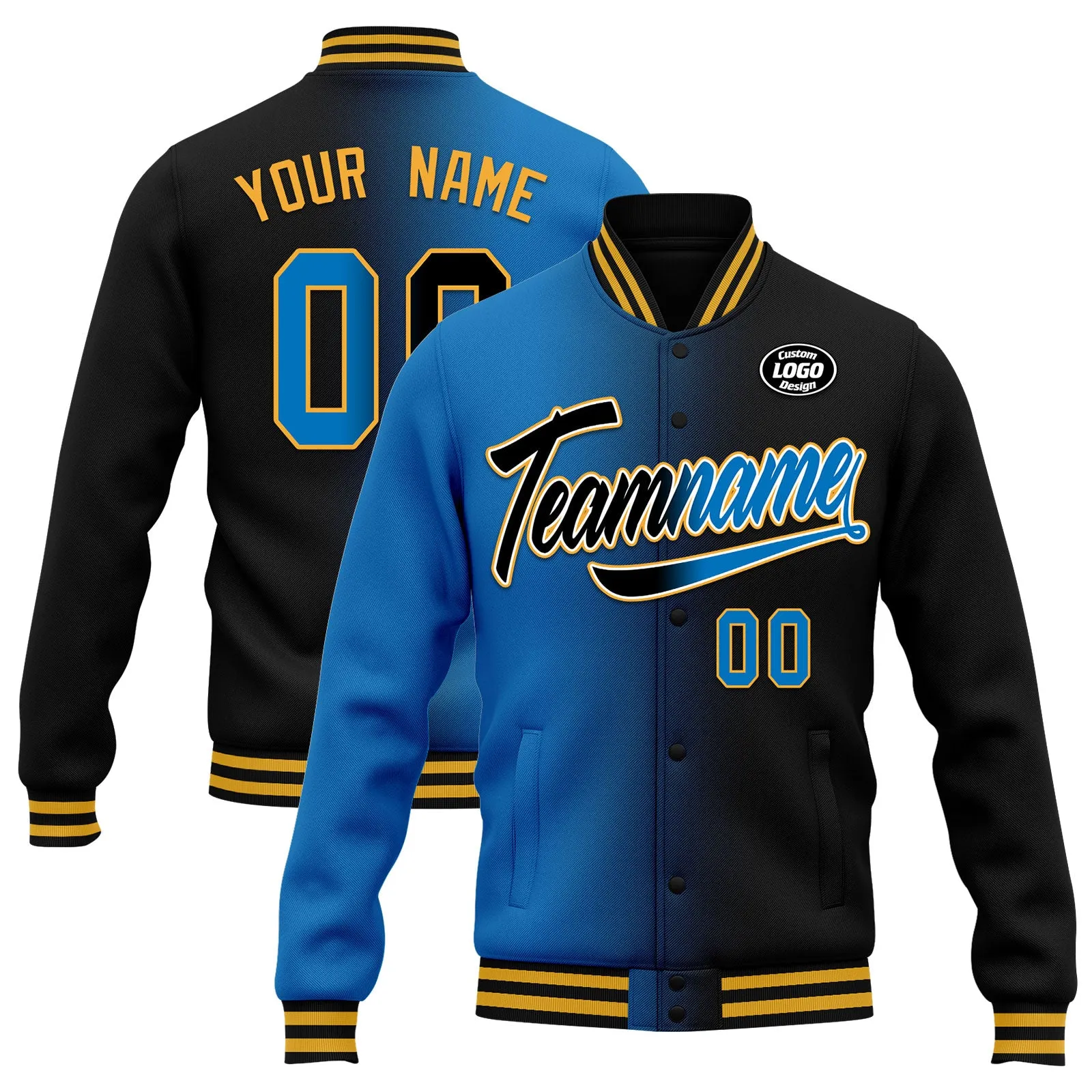 Custom Gradient Fashion Jacket Bomber Full-Snap Varsity Letterman Personalized Jacket FZ005-D028016-5