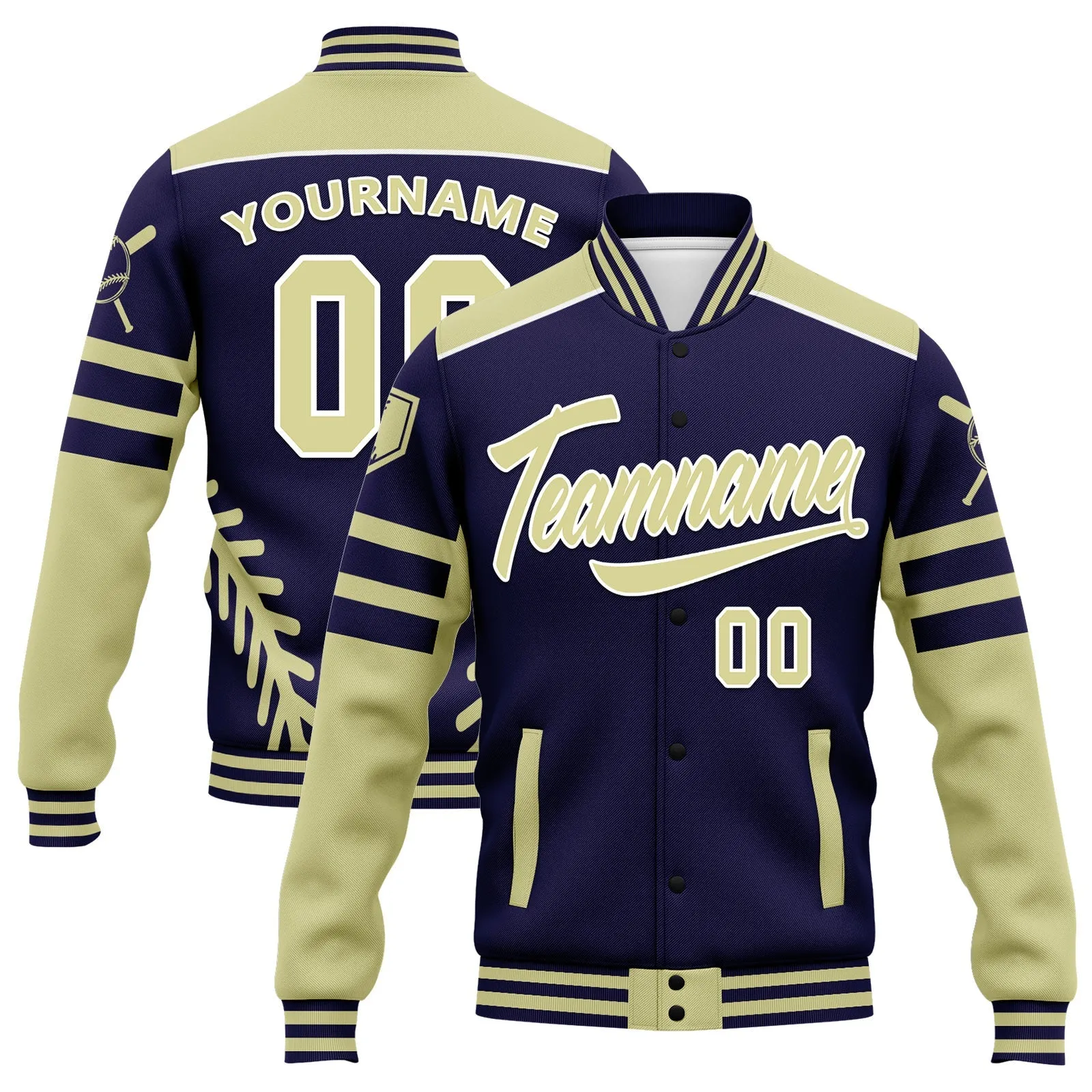 Custom Jacket Bomber Full-Snap Varsity Letterman Personalized Jacket FZ005-D023003-2