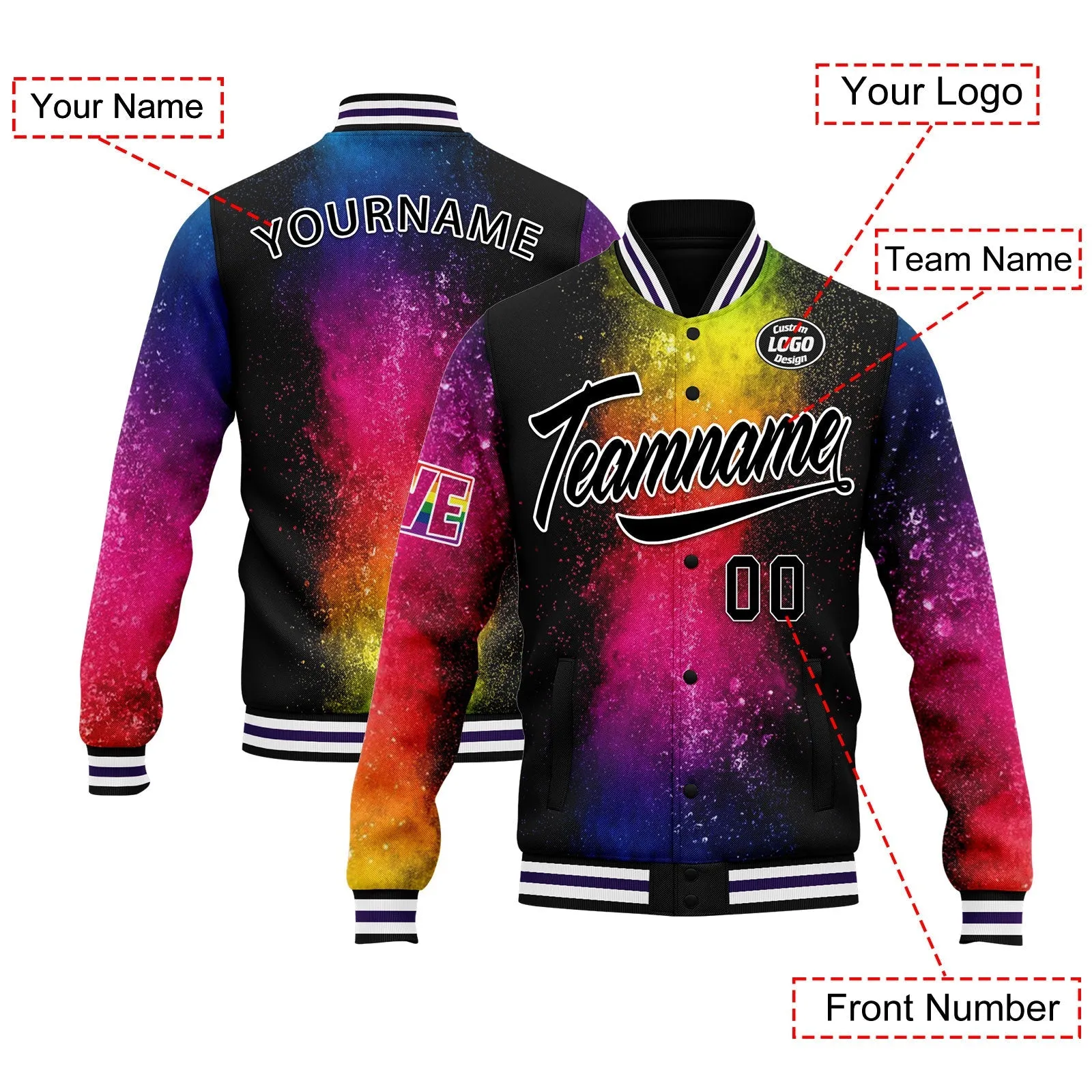 Custom Jacket Bomber Full-Snap Varsity Letterman Personalized Jacket FZ005-D025003-8