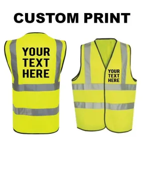 CUSTOM PRINTED HI VIZ HIGH VISIBILITY SAFETY WAISTCOAT