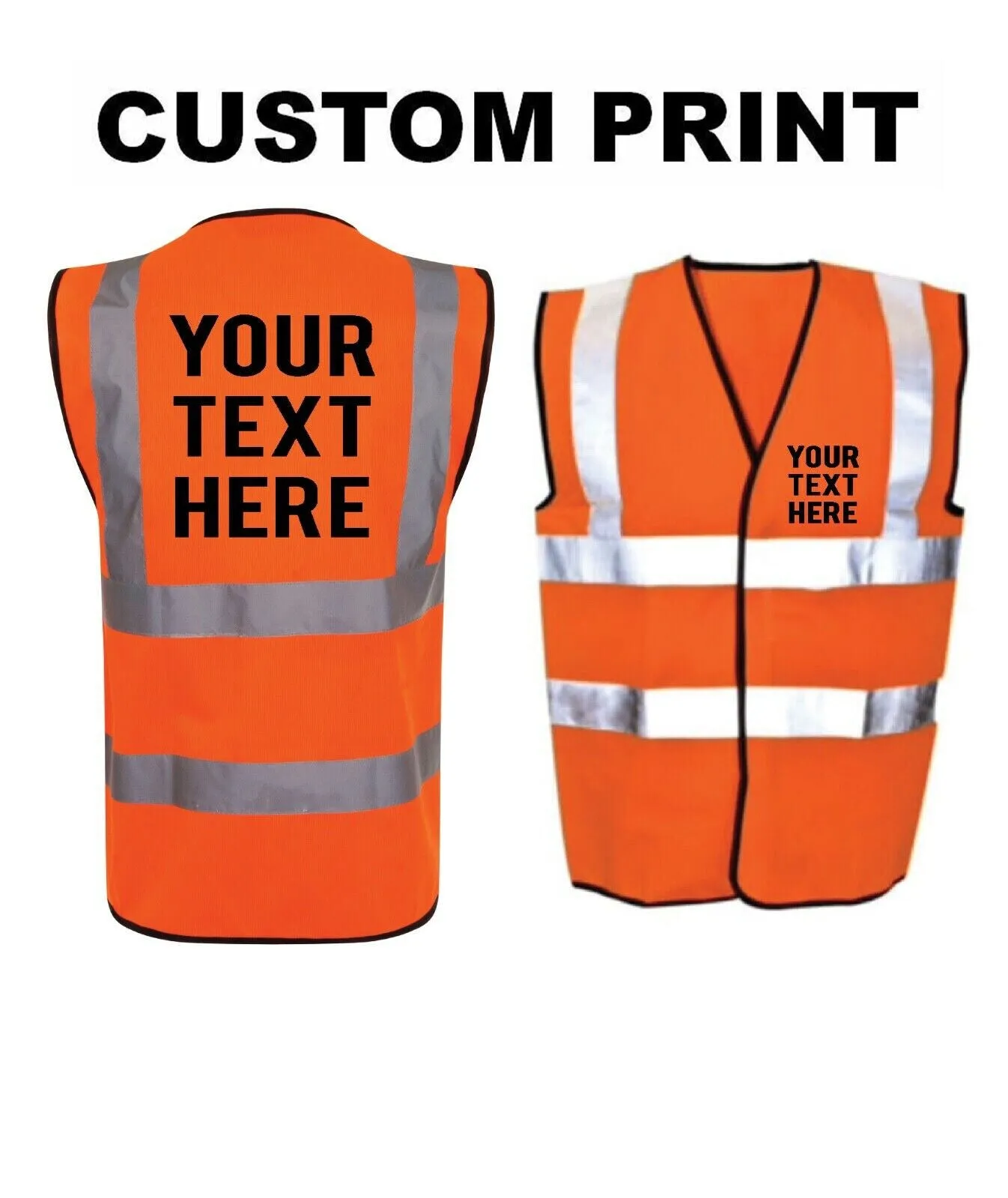 CUSTOM PRINTED HI VIZ HIGH VISIBILITY SAFETY WAISTCOAT