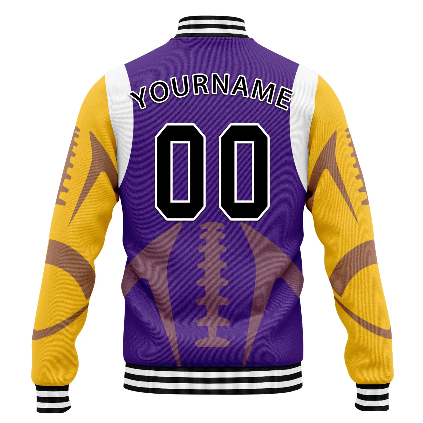 Custom Purple Minnesota Jacket Bomber Full-Snap Varsity Letterman Personalized Jacket FZ005-D025004-15