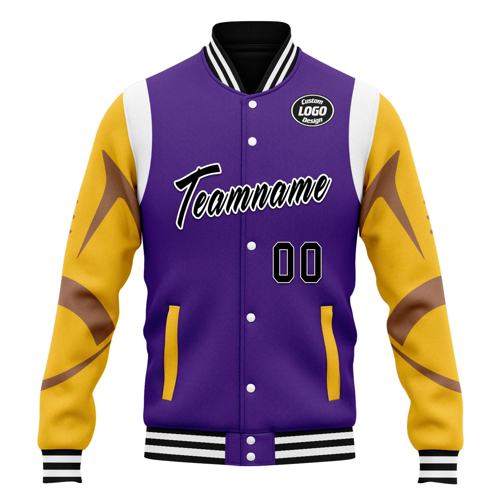 Custom Purple Minnesota Jacket Bomber Full-Snap Varsity Letterman Personalized Jacket FZ005-D025004-15