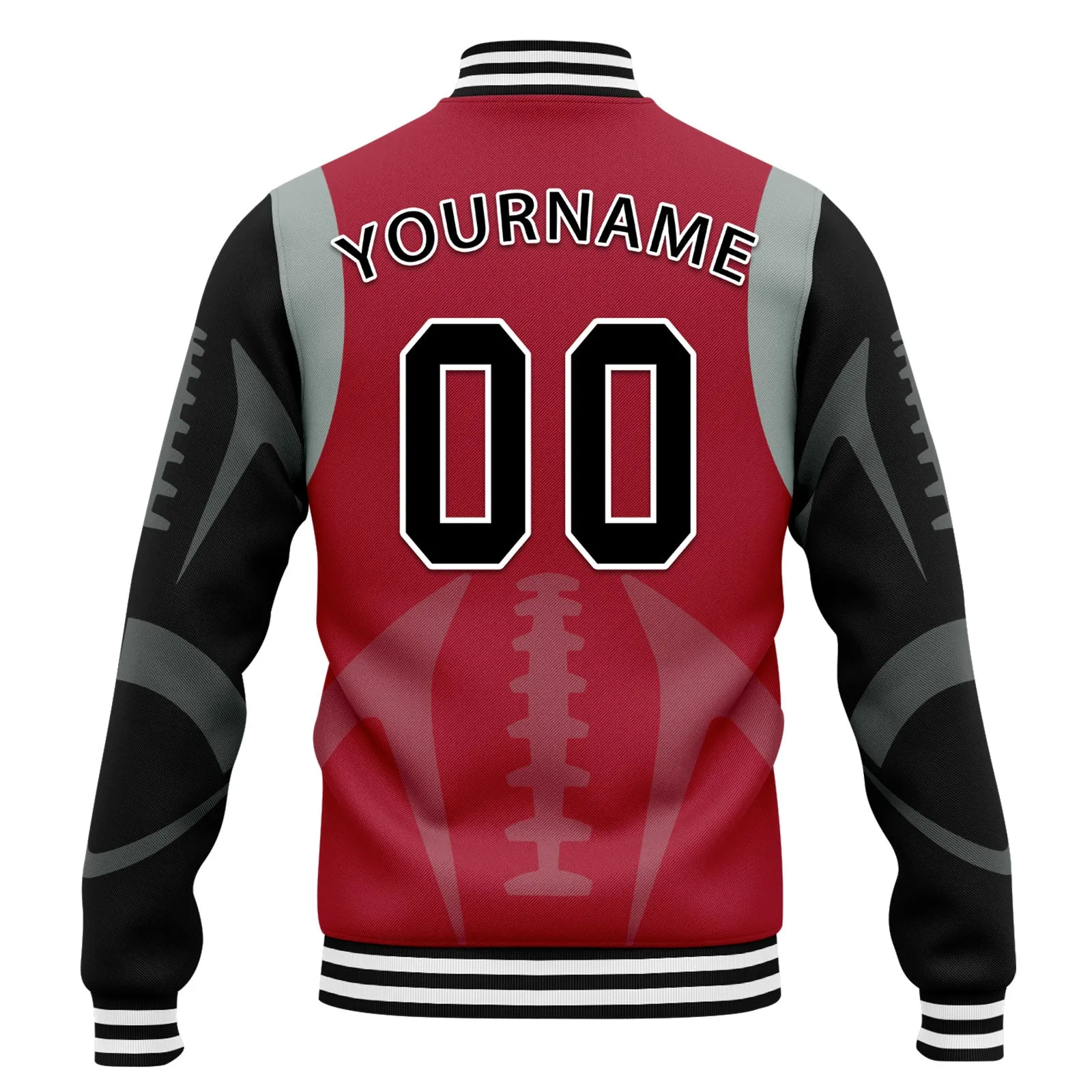 Custom Red Atlanta Jacket Bomber Full-Snap Varsity Letterman Personalized Jacket FZ005-D025004-2