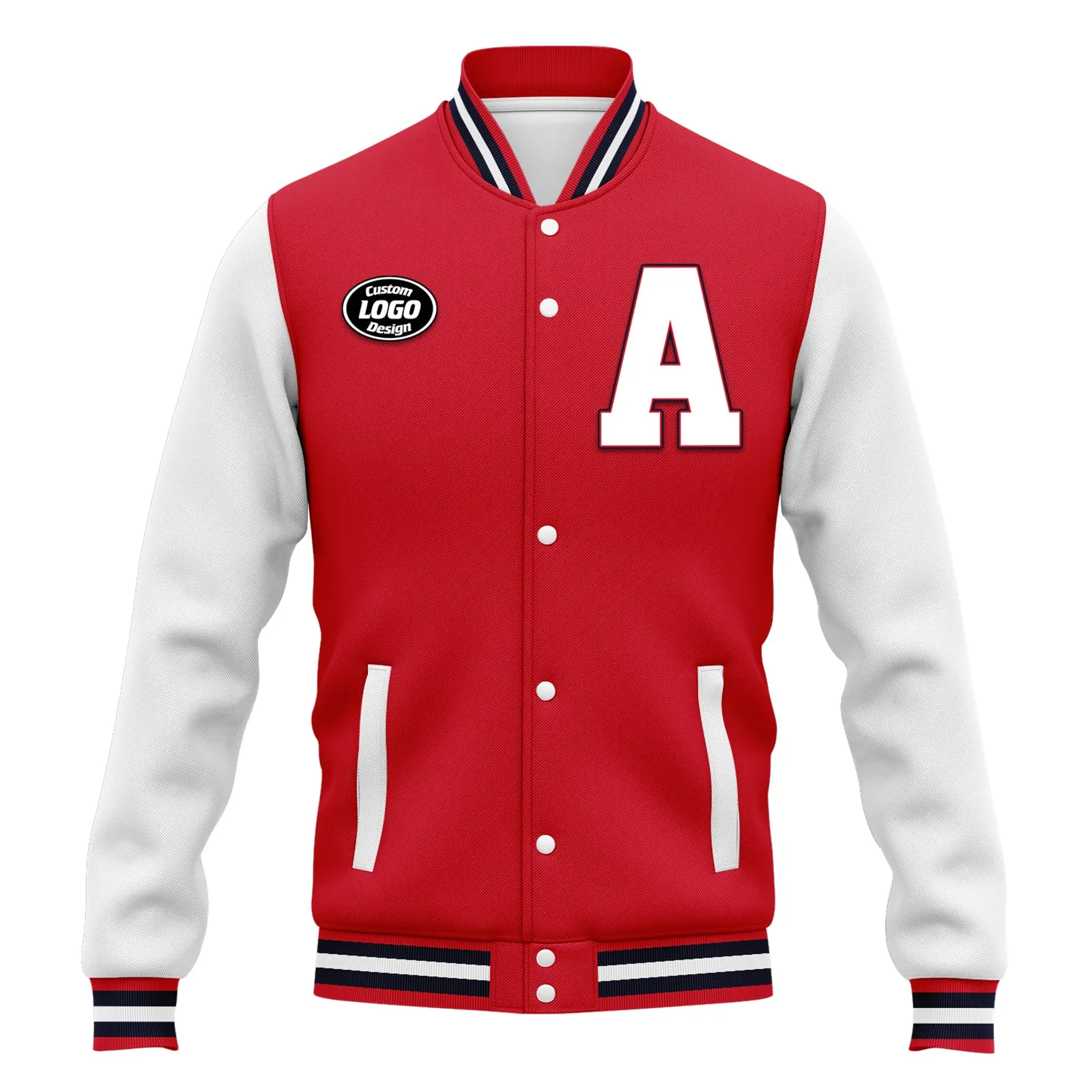 Custom Red Gray Waterproof Jacket Bomber Full-Snap Varsity Letterman Personalized Jacket FZ007CD-D020316-3