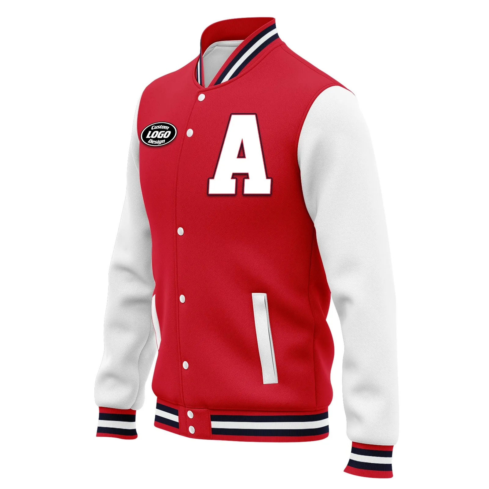 Custom Red Gray Waterproof Jacket Bomber Full-Snap Varsity Letterman Personalized Jacket FZ007CD-D020316-3