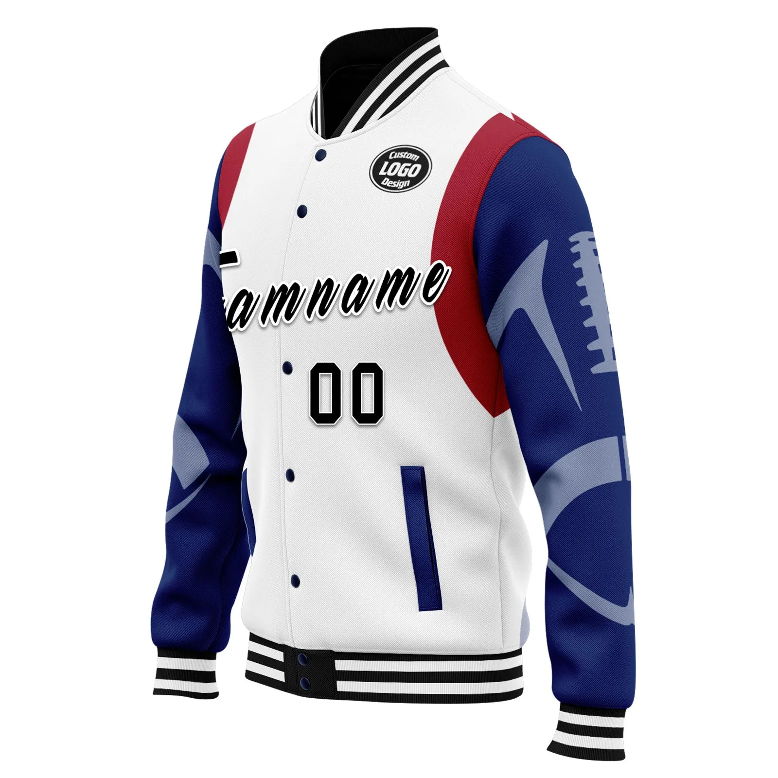 Custom White New York Jacket Bomber Full-Snap Varsity Letterman Personalized Jacket FZ005-D025004-20