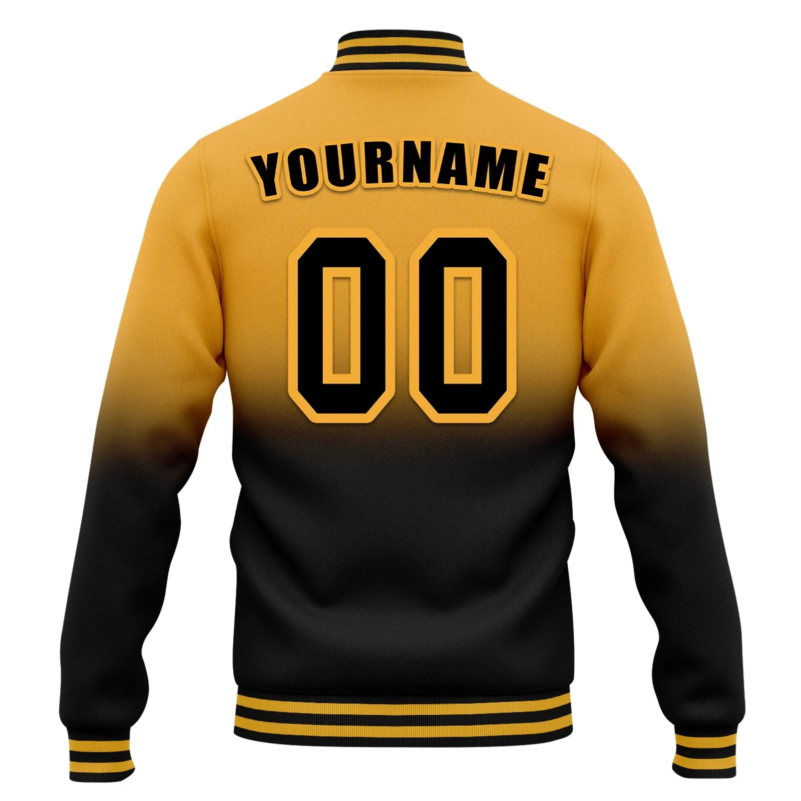 Custom Yellow Black Fade Fashion Jacket Bomber Full-Snap Varsity Letterman Personalized Jacket FZ005-D020229-9