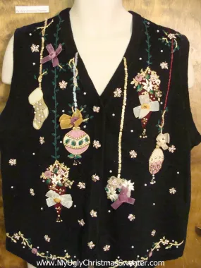 Dangling Bling Ornaments Corny Christmas Sweater Vest