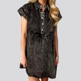 Dark grey loose denim dress