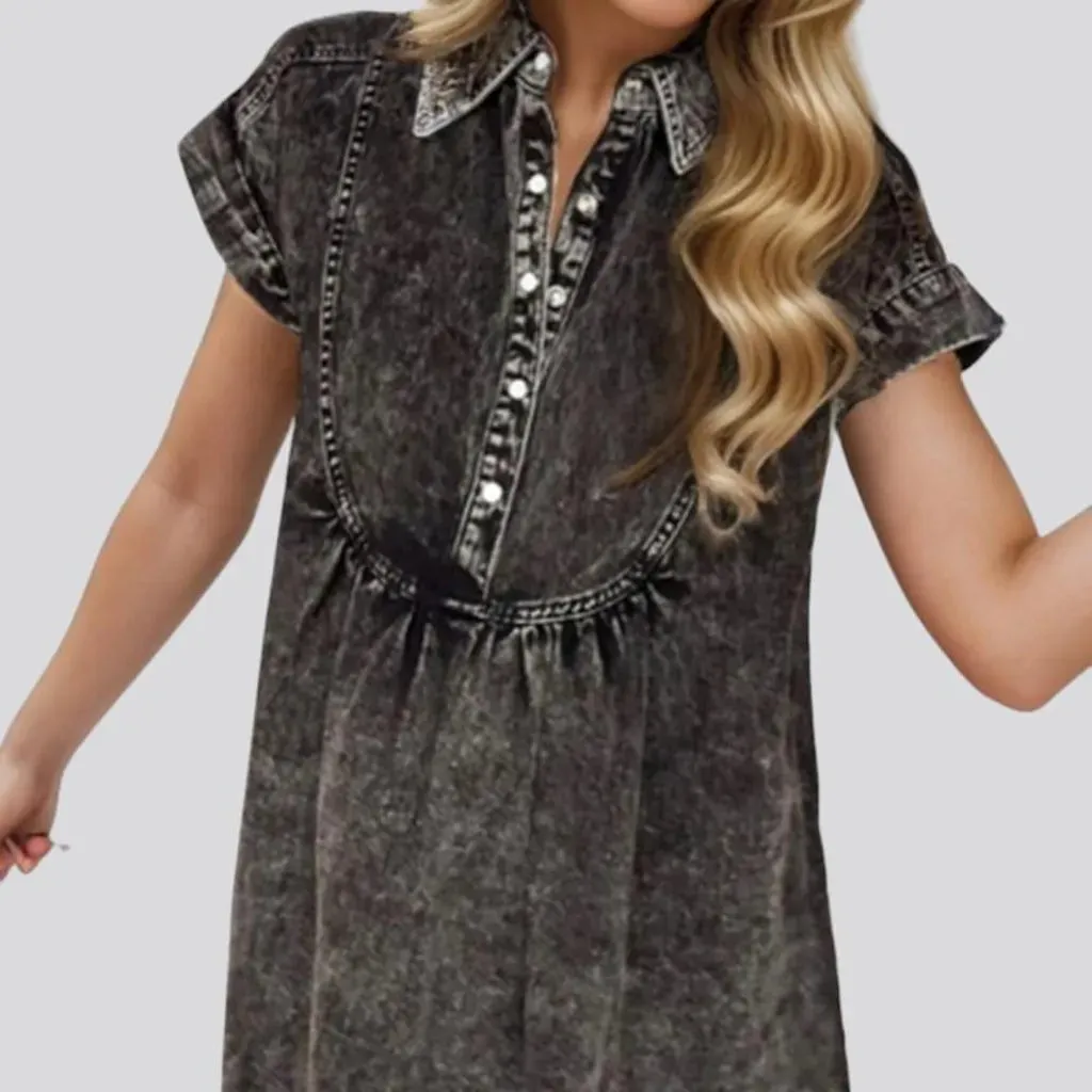 Dark grey loose denim dress