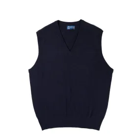 Dark Navy Blenheim Cashmere Sleeveless V-Neck Sweater