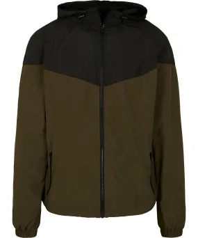 Dark Olive/Black - Two-tone tech windrunner jacket