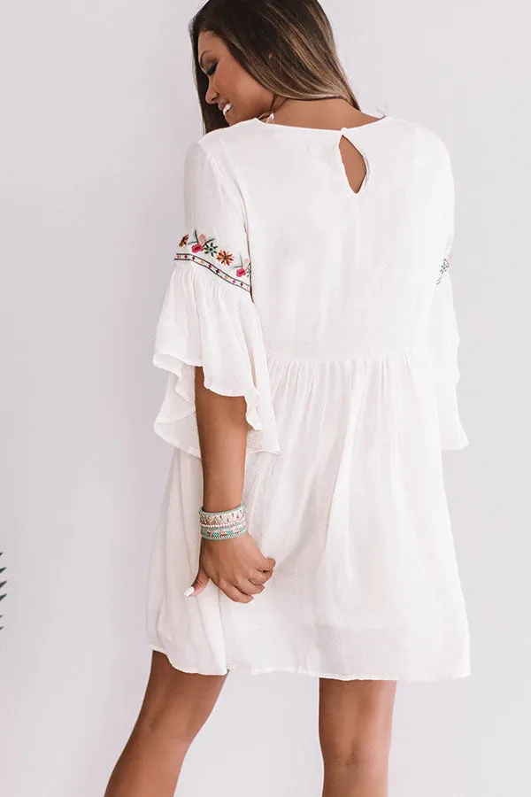 Date Night In Paradise Embroidered Dress in Cream