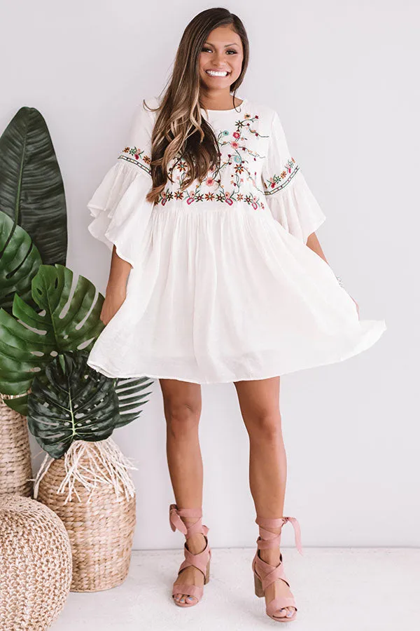 Date Night In Paradise Embroidered Dress in Cream