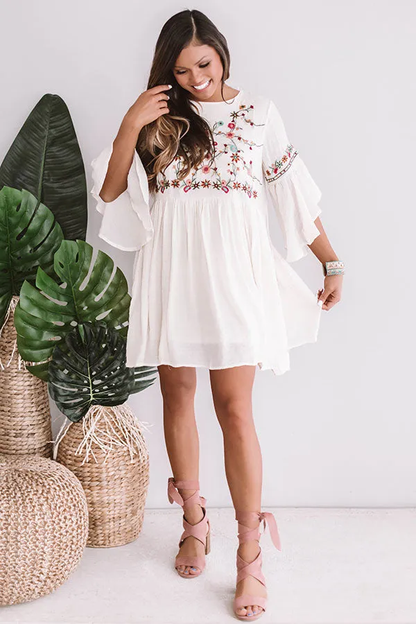 Date Night In Paradise Embroidered Dress in Cream