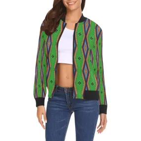 Diamond in the Bluff Lime All Over Print Bomber Jacket for Women