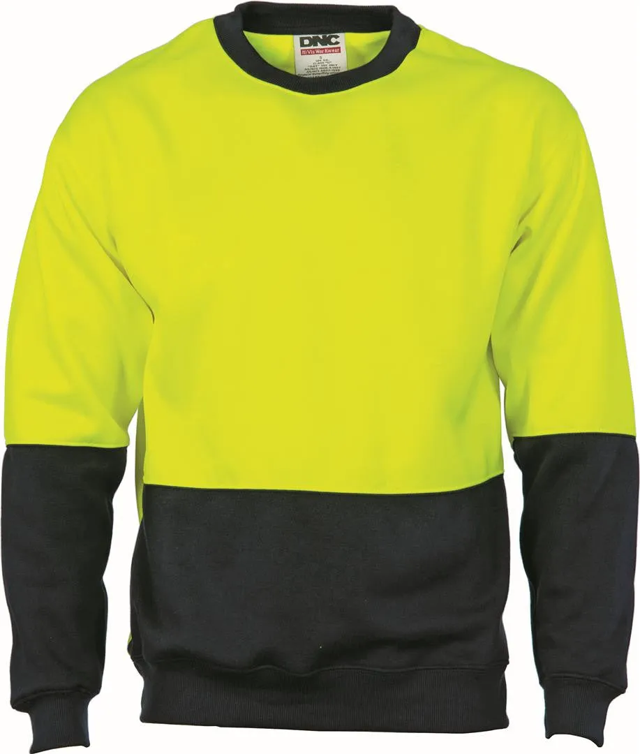 DNC Hi Vis Two Tone Fleecy Sweat Shirt Crew Neck (3821)