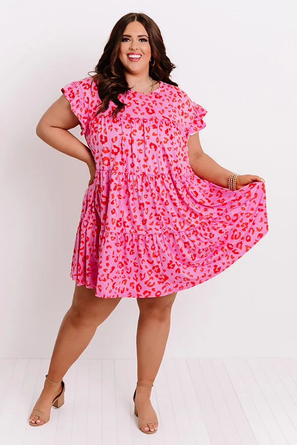 Dreaming Big Leopard Babydoll Dress in Pink Curves