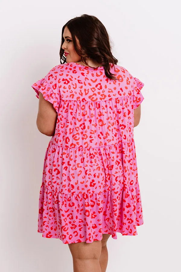 Dreaming Big Leopard Babydoll Dress in Pink Curves