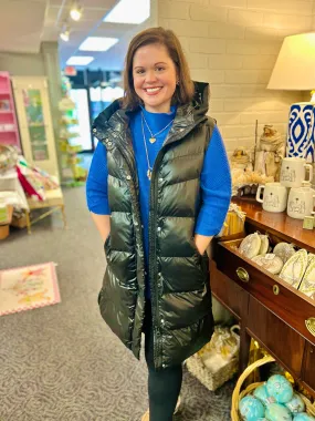 Dylan Quilted Puffer Vest in Shiny Black