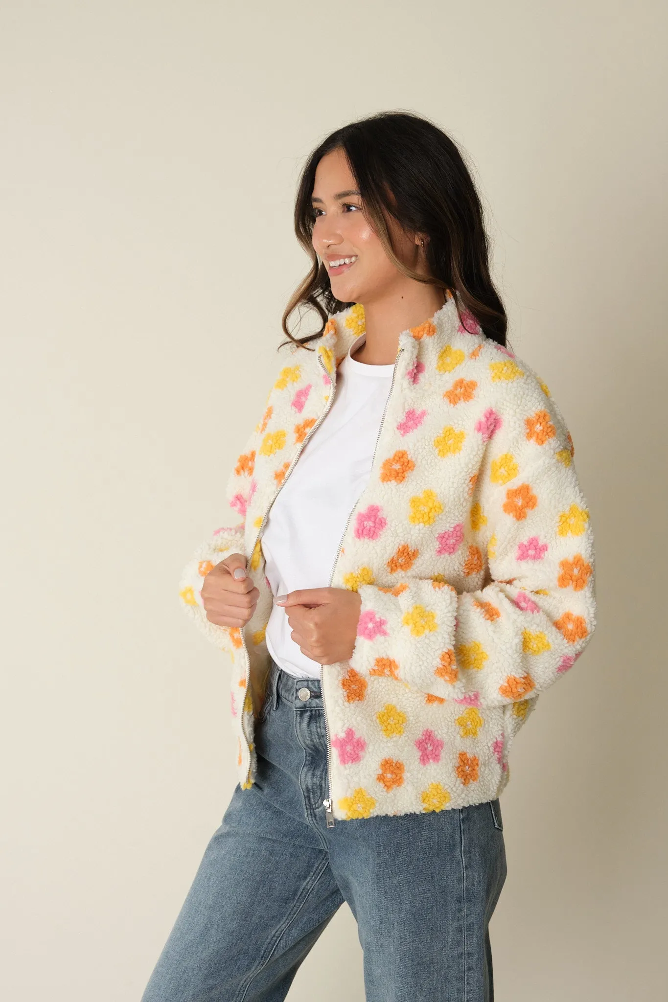 Ecru Floral Danilo Polar Fleece Jacket