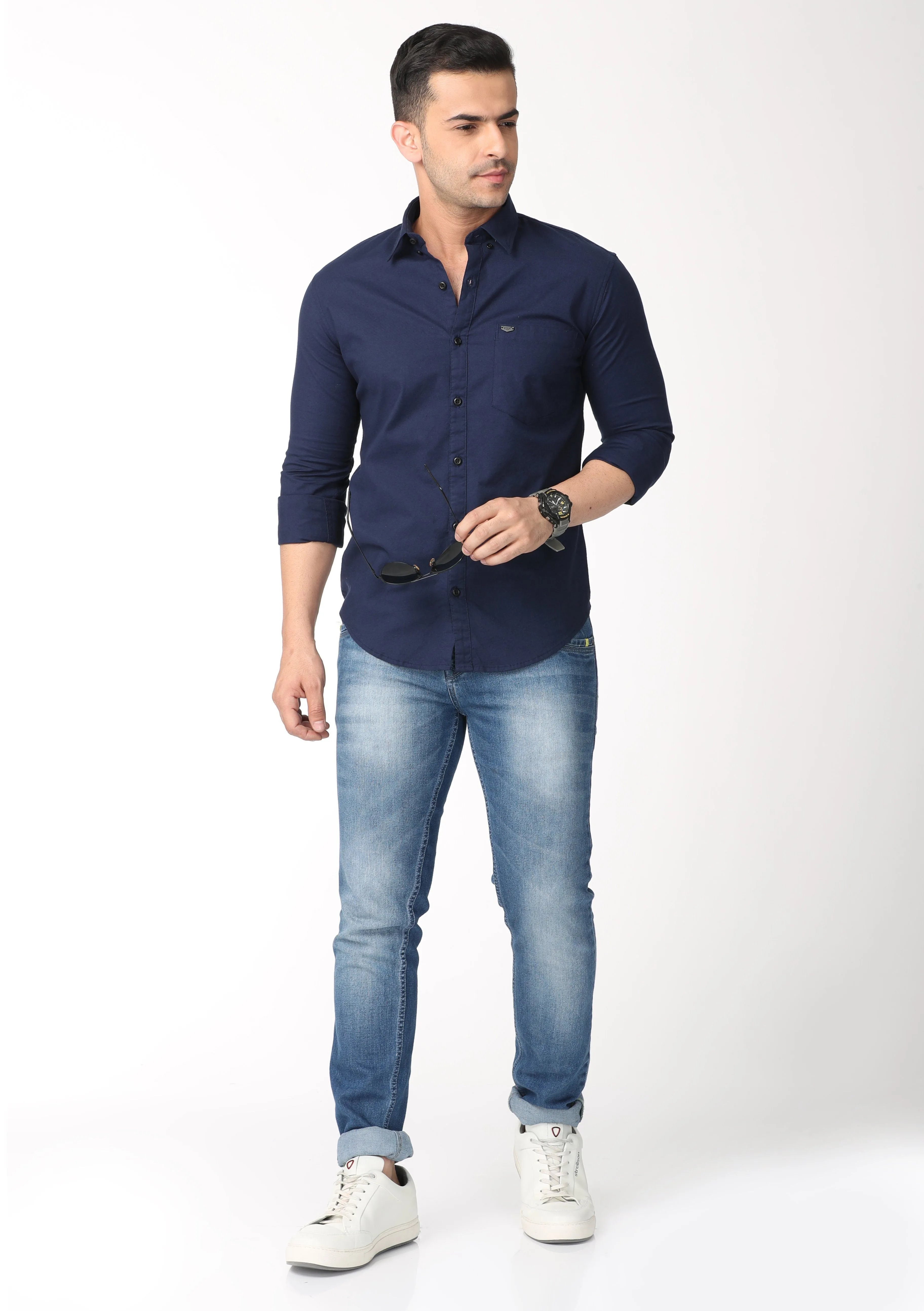 Elegant Dark Blue Full Sleeve Shirt