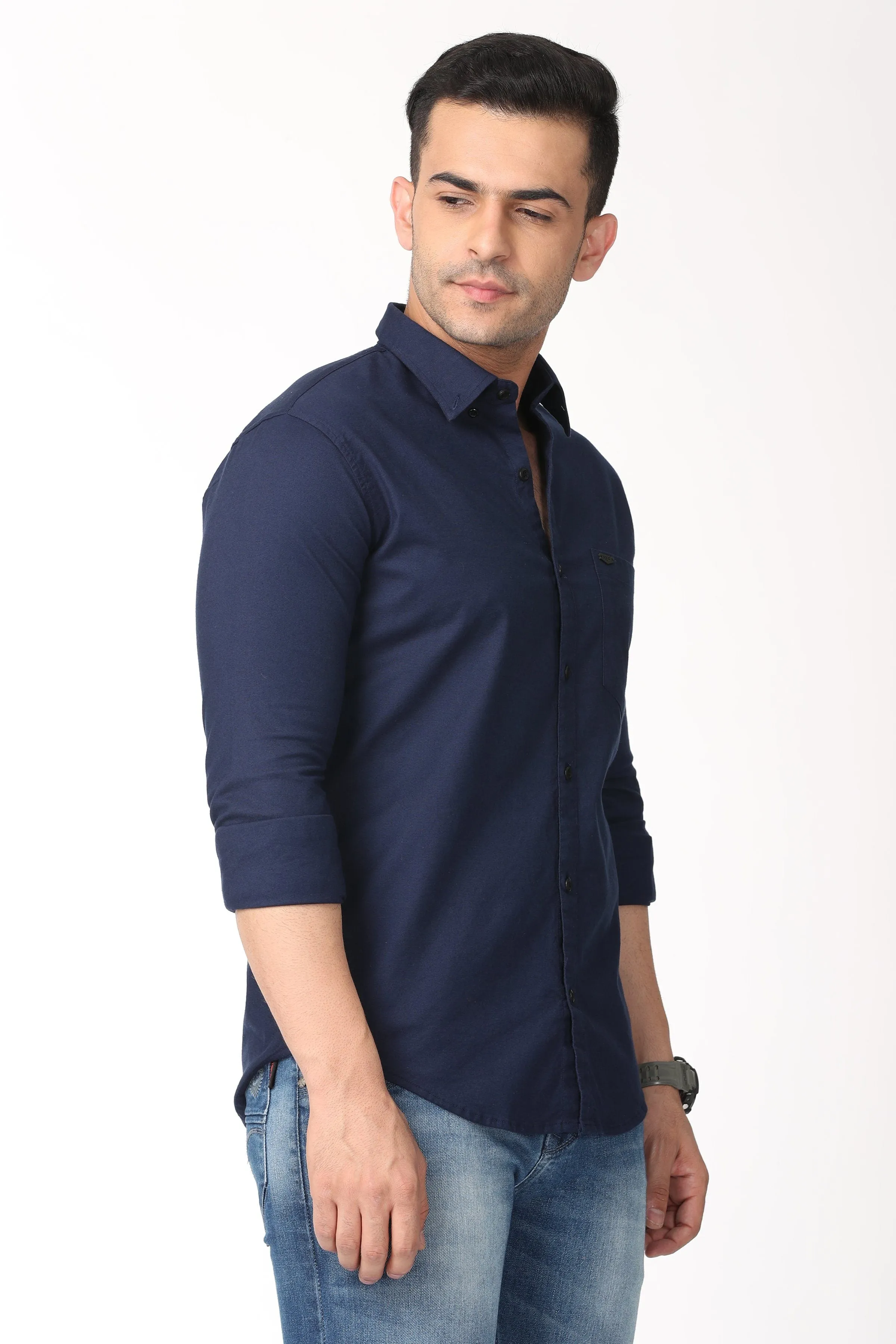 Elegant Dark Blue Full Sleeve Shirt