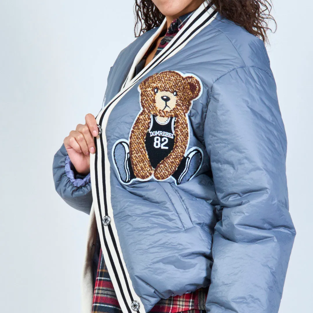 Embroidered bomber jacket with bear design wholesale