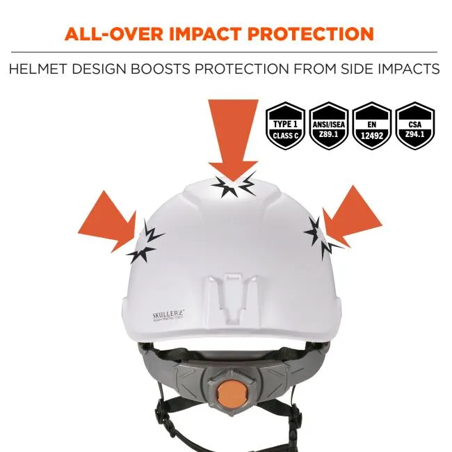 Ergodyne Skullerz 8975V Type 1 Class C Adjustable Venting Safety Helmet with Visor Kit - White